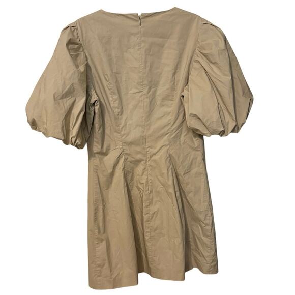 Frame Khaki Pebble 100% Cotton Puff Sleeve Nina Mini Dress Size Medium - Picture 5 of 7
